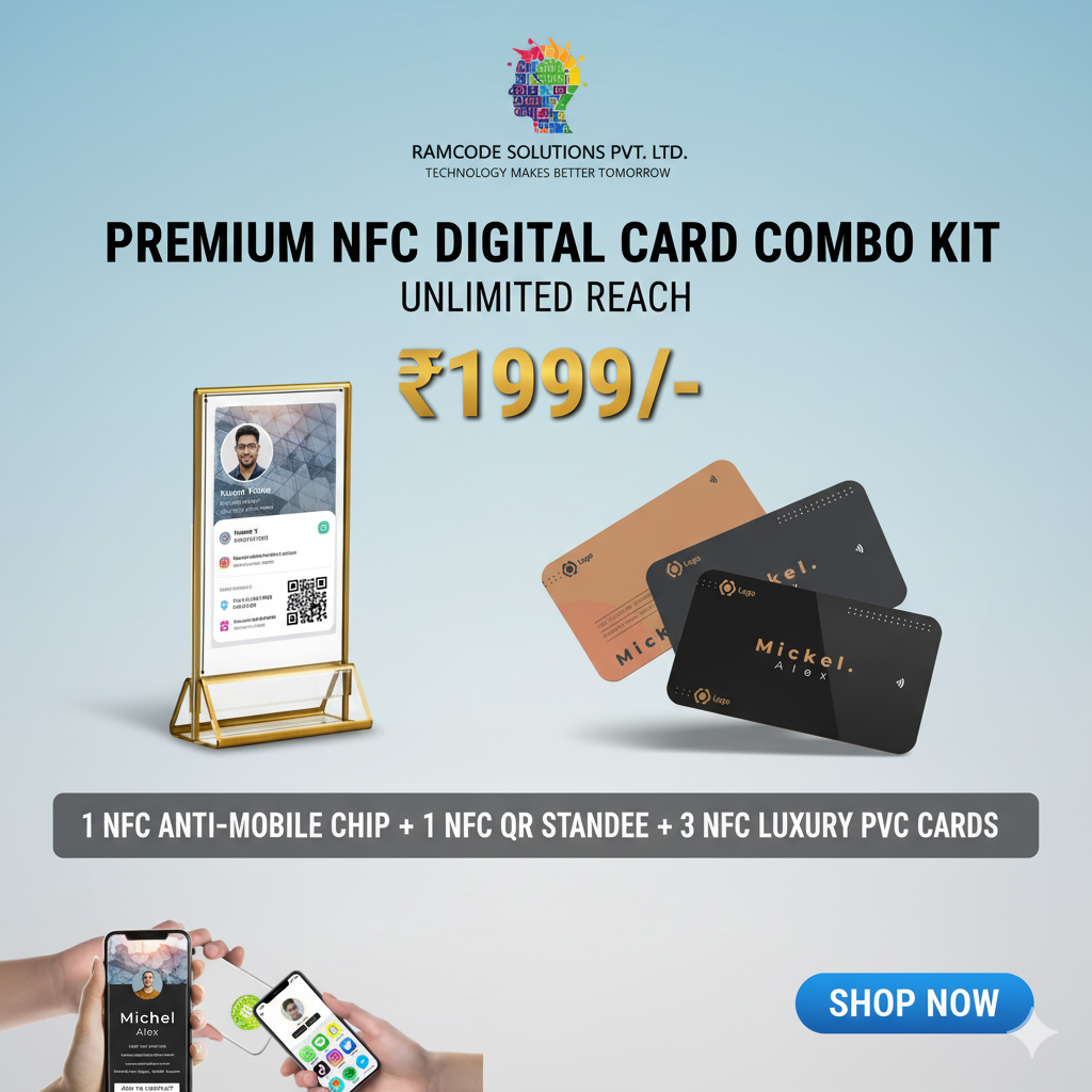 Advertisement for a Premium NFC Digital Card Combo Kit with product display and promotional text.